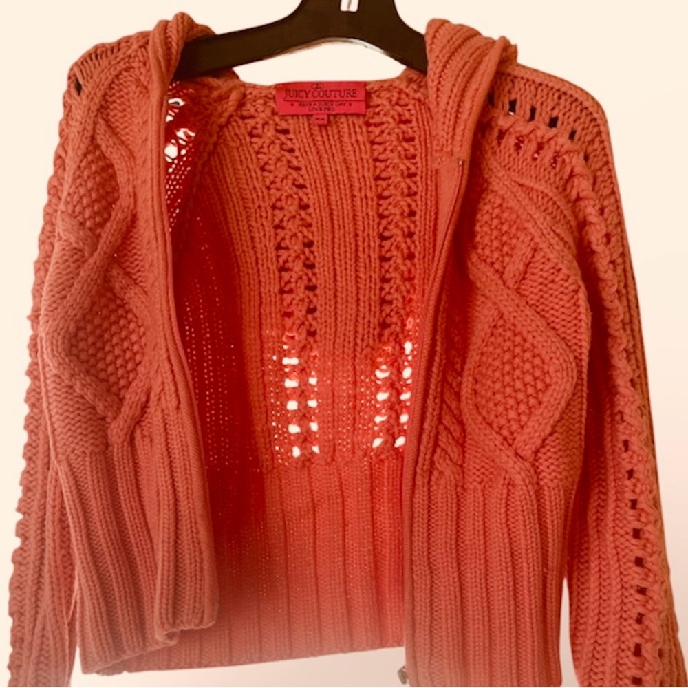 Juicy Couture Women's Pink Cable Knit Cardigan